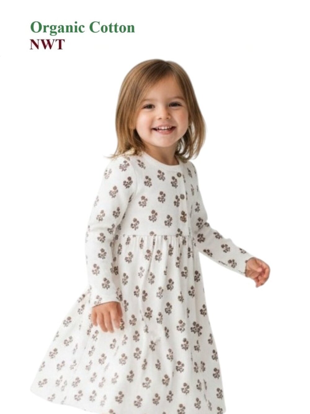 Floral Organic Buttoned Dress size 2T by Makemake Organics